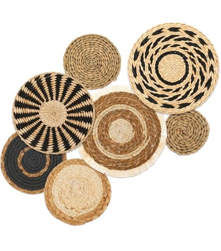 Set De 3 Décorations Murales Atmosphera En Raphia - Diamètre 25 Cm, Style Naturel Et Éthnique