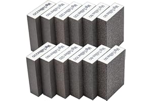 MGCTOLBOX Spugna Abrasiva Spugne Abrasive (12 pezzi), 6 grane diverse spugnette abrasive per legno Lavabile e Riutilizzabile per Lucidare Legno, Parete, Metallo