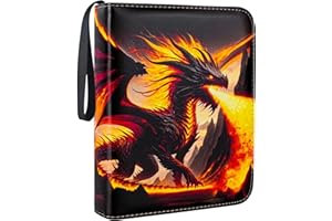 NICEKOOL Álbum para Cartas - Álbum de Cartas Coleccionables 50 Páginas 400 Tarjetas, Álbum Titular de Tarjetas, Álbum PU Impermeable, Regalos para Niños, Naranja