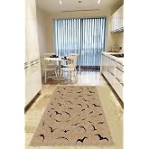 Viva Home Hasır G&ouml;r&uuml;n&uuml;ml&uuml; Leke Tutmaz Kaymaz Tabanlı Yıkanabilir Mutfak Halısı Ar1050, Kuşlu, 80 X 180