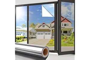 VeloZenith Pellicola per Vetri Finestre Privacy Adsorbimento Elettrostatico,Pellicola Autoadesiva per Finestre,Anti-UV,Adatto per Ufficio, Camera da Letto (argenteo, 60 * 400CM)