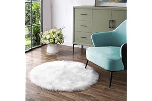 Latepis Teppich Rund Flauschig Teppich Waschbar 90cm Teppich Weiss Weich Teppich Schaffell Kunstfell Teppich Klein Für Schlafzimmer Schlafsaal Deko