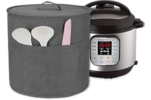 Luxja Osłona przeciwpyłowa do Instant Pot Duo 6 litrów, pokrowiec z kieszeniami na Pressure King Pro 6 l i dodatkowymi akcesoriami, szary
