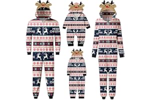 SONNENA Familie Schlafanzug Familie Outfit Set Lange Jumpsuit Winter Jumpsuit Rotes Weihnachtspyjama Familie Set Kuschelig Nachtwäsche Hausanzug Weihnachts Matching Pyjamas