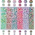 ELECDON 1890Pcs Multicolored Pearls Beads, Loose Round Spacer Beads, Smooth Rainbow Faux ABS Beads for Jewelry Making, Bracelets, Earrings, Necklaces, DIY Crafts 4 6 8 10mm