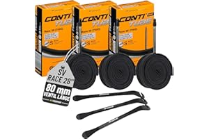 MSZWEIRAD Continental - Juego de 3 mangueras para bicicleta (28 pulgadas, SV 80 mm, 20/25-622/630) + 3 MSZZ2 elevador de neumáticos