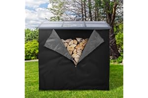 ML DESIGN MODERN LIVING ML-Design Funda para Estante de Leña LxAl 240x165 cm Negro Protección de Poliéster Contra la Intemperie Cubierta para Almacenamiento de Troncos Apilados 185x185cm Lona con Cremallera y Correas Cosidas