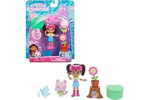 GABBY'S DOLLHOUSE Gabby et la Maison Magique - Gabby Dollhouse - 2 FIGURINES ET ACCESSOIRES - Coffret Jardin Enchanté - Gabby, 1 Figurine Chat Et Accessoires - Dessin Animé Jouet Gabby Chat - Jouet Enfant 3 Ans et +