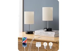‎EDISHINE EDISHINE LED Nachttischlampe Touch Dimmbar 2er Set, Tischlampe Modern, Kleine Lampe, mit Ladefunktion, 2 USB Anschlüsse, mit Kabel, für Schlafzimmer, Wohnzimmer, Fensterbank, Geschenk, Schwarz