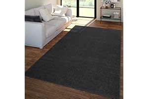 ‎TT HOME TT Home Wohnzimmer Teppich Kurzflor Unifarbendes Design Modern Und Zeitlos, Farbe: Grau Schwarz, Größe:140x200 cm