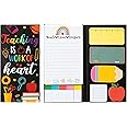 Xqumoi Teaching is A Work of Heart Sticky Notes Set 550 Sheets Pencil Apple Shape Self-Stick Note Pads Teacher Appreciation Gift Writing Memo Pads Page Marker Back to School Office Supplies (Black)