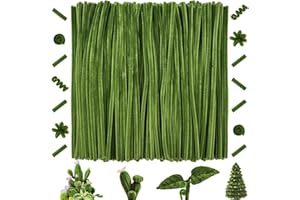 OUYIWEIMAOYI 200 Pcs Bastoncini in ciniglia, Scovolini colorati，Steli di ciniglia decorativi,Decorativi in ciniglia Per Artigianato fai da te, Decorazioni, Natale,Creativi lavoretti (Army Green)