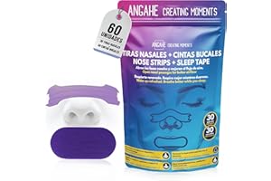 ANGAHE creating moments | 30 Tiras Nasales y 30 Cintas Bucales para Dormir – Pack Antirronquidos – Mejora la Respiración Nocturna – Sueño Más Profundo – Evita Ronquidos – Cómodas y Seguras