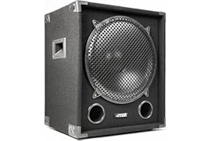 MAX15 SUB PA Subwoofer 15 Zoll, 1200 Watt - Woofer Tieftöner für Party DJ Disco, 2 Bassreflexröhren, PA Bass Lautsprecher passiv mit Griffe - Schwarz