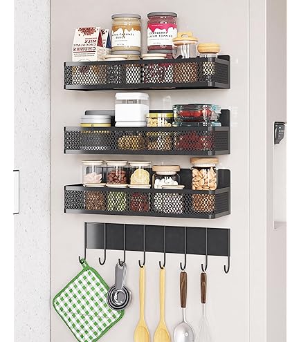 Étagère Magnétique Pour Rangement - Support 7,5 Kg - Sans Perçage Pour Frigo, Métal - Dimensions 16x12x8 Cm