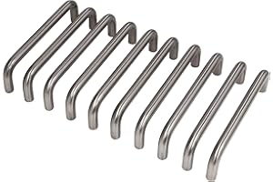 Gedotec Poignée de Meuble en Acier Inoxydable - AG 10001 - Finition Mat - Poignée de Porte et Tiroir de Placard, Meuble de Cuisine, Armoire - avec Vis de Fixation - Entraxe 96 mm - 10 Pièces