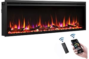 FLAMME 60"/152cm Castello Slim Frame Recessed Media Wall Inset Electric Fireplace with Multi Flame Colours 750W/1500W