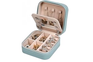 Aucuu Schmuckkasten, Schmuckkästchen Klein Reise für Damen Mädchen, Reiseschmuckaufbewahrung mit Spiegel, Schmuckschatulle,Schmuck-Organizer, Schmuckbox, Jewelry Box, Schmuckaufbewahrung