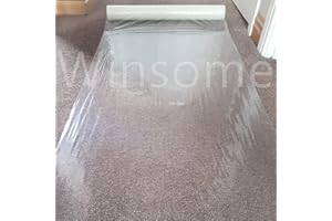Winsome Clear Carpet Protector Film Self Adhesive Roll Temporary Protecting Water Resistant Floor Dust Sheet Cover | 60cm x 25m Roll (60 Micron)