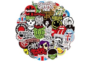 PQLQ 100 Stück Rock Band Punk Aufkleber, Classic Rock Sticker Pack für Erwachsene Cool Metal Punk Musik Aufkleber für Gitarre Laptop Skateboard (ROCK1)