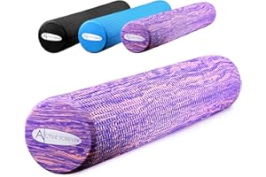 ACTIVE FOREVER Solid Floating Dot Foam Roller，Relieve Muscle Tension&Promote Circulation，High Density Massage Rollers for Back, Legs, Fitness, Yoga, Pilates-Camouflage Purple（90cm*15cm）