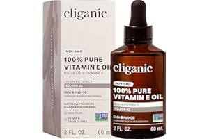 Cliganic 100% Pure Vitamin E Oil for Skin, Hair & Face - 60,000 IU, Non-GMO Verified | Natural D-Alpha Tocopherol