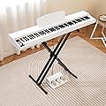 DREAMADE Piano Numérique avec 88 Touches, Clavier de Piano Semi-lesté avec Support Réglable, Mode Clavier Double, Haut-parleurs Doubles, pour Débutants, Professionnels (Blanc)