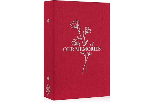 Lanpn Album Photo 10x15 300 Pochette, OUR MEMORIES Lin Tissu Album pour Horizontal Photos Rouge