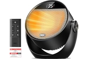 Dreo Heizlüfter Energiesparend Klein, Leiser 1500W Tragbar Heizlüfter mit Fernbedienung, Thermostat, 60° Neigbar, 8 Sicherheitsfunktionen, PTC-Keramik,12-Std-Timer, 3 Modus 3 Geschwindigkeit, Schwarz