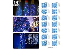 LEDGLE Led String Lights Battery Powered,Blue 30 LEDs Fairy Lights,14 Pack 10ft/3m Outdoor Indoor Decorations,for Party, Wedding, Christmas, Bedroom