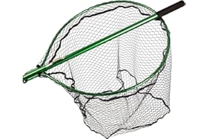 Snowbee Fly Game Fishing Net, Green - Lightweight Aluminium Fly Fishing Net, Simple 'Flick And Twist' Folding Landing Net, Perfect For Trout & Pike Fishing, One Size