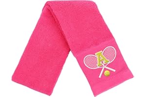 CGFN Tennis Towel,Tennis Gifts for Men Women,13”x 43” Cotton Embroidered Towels with Monogrammed Tennis Accessories on Birthday, Retirement (Pink, Initial-A)
