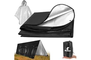 E EASTSTORM Heavy Duty Survival Emergency Blanket, Reusable Insulated Thermal Reflective Tarp 47”×83” All-Weather Emergency Mylar Thermal Blanket Heat Space Blankets for Car, Camping, Hiking and Shelter - Black