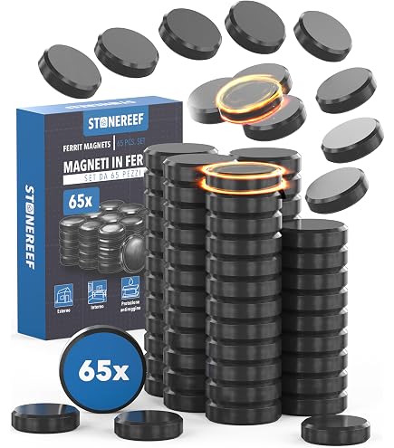 6 Magneti Rivestiti In Gomma 43mm Con Filettatura Esterna – Dadi E Rondelle Incluse, Tenuta 10 Kg