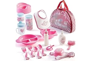 PREXTEX Set de 18 Accesorios para Jugar con Muñecas Bebé, con Funda de Transporte con Cremallera
