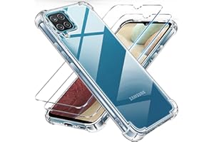 Tentoki 3 in 1 für panzerglas und hülle Samsung Galaxy A12 5G / M12,[Nie Vergilbung] schutzfolie SamsungM12 / SamsungA12 5G TPU handyhülle Schlanke Stoßfeste Anti Kratzt Transparent Case