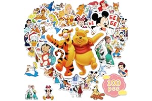 Powmag 100 Pcs Autocollant Fille, Cartoon Stickers Autocollants Enfants Rôles de Dessins Animés Mixtes Autocollants en Vinyle (C)