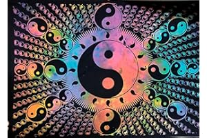 INDIAN CRAFT CASTLE ICC Poster Wall Hanging Tapestries Tapestry Bohemian Decoration Psychedelic Hippie Large Vintage Gift Wall Hanging Dorm Decor Blanket Hippy Rasta Reggie Collage Mat Decoration (Black)