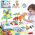 Établi De Bricolage Enfant 3-6 Ans - Perceuse Visseuse Électrique - Jeu De Construction Mosaïque 193 Pièces