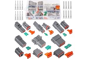 HUAZIZ 6 Sets Ensembles Connecteur Imperméable, Connecteurs DT à 2/3/4/6/8/12 Pin, Auto Terminal Connecteur de Fil de Voiture Électrique Étanche Plug Mâles et Femelles pour Moto Scooter Camion