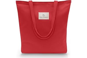 Emma Jonasson Tote Bag Femme - Sac Tissu avec Fermeture éclair et Poche intérieure - Sac en Toile Femme - Aestetic Coton Bag - Canvas Sac Tote Bag - sac de course - sac cabas