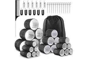 AUAURAINTT 50 Pièces Bigoudis Cheveux Set, 24 Rouleaux Cheveux Chauffant Heatless Curling avec 4 Tailles 60/48/36/25mm avec 24 Pinces à Cheveux et 1 Peigne pour Tous Les Cheveux Courts, Moyens Ou Longs