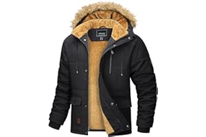 MAGCOMSEN Men's Winter Jackets Thermal Puffer Long Coats Parka Jackets with Detachable Hood