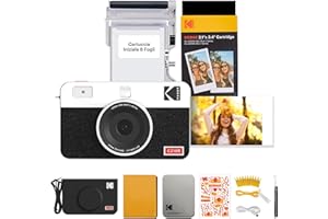KODAK Mini Shot 2 Retro 4PASS 2-in-1 Fotocamera istantanea e stampante fotografica portatile (5,3 x 8,6 cm) + confezione regalo con 60 fogli, bianco