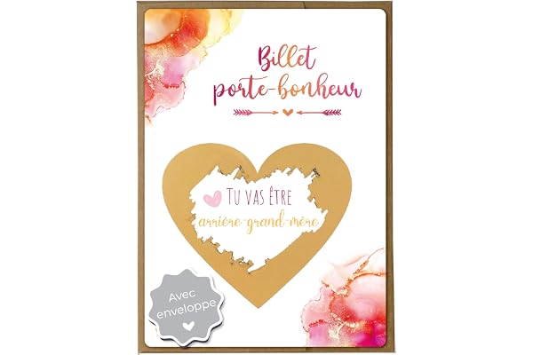 Joli Coon Carte a gratter annonce grossesse - Tu vas être arriere-grand-mere avec enveloppe - Annonce grossesse arriere-grand-mere