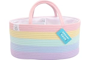 OrganiHaus Cestino Porta Pannolini Fasciatoio |per Prodotti Neonato | Organizer Porta Oggetti Cesto Nascita - Arcobaleno