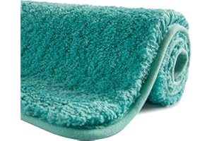 SFLXO 80cm x 50cm Non Slip Bath Mat Machine Washable Bath Mats For Bathroom Durable Soft Bath Rugs Water Absorbent Bathroom Mats Fluffy Microfiber Bath Rug Turquoise