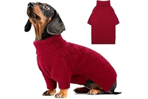 AOFITEE Pull Chien Petite Taille, Pull d’Hiver Chaud pour Chien Tricot Pull-Overs Chiens, Vêtement de Noël à Col Roulé Chiot pour Automne Hiver Sweat Epais pour Teckel Yorkshire Chihuahua