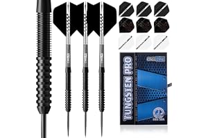 CyeeLife Tungsten-Dart Set 23 gram, professionellt ståldart med 3 stolpar, 9 flights och 1 vässare, dartpilar med metallspets