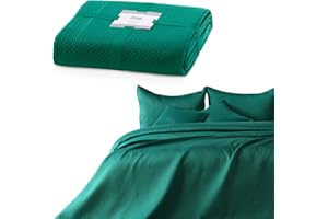 AmeliaHome Copriletto 200 x 220 cm, verde scuro copriletto double face, in rilievo opaco satinato, Carmen